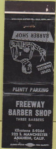 Matchbook Cover - Freeway Barber Shop Anaheim CA CREASE
