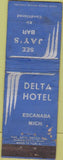 Matchbook Cover - Delta Hotel Escanaba MI Jays Bar WEAR