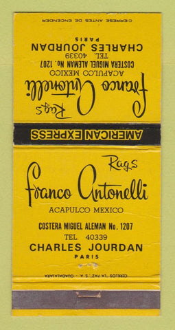 Matchbook Cover - Franco Antonelli Shoes Acapulco Mexico Paris WEAR 30 Strike