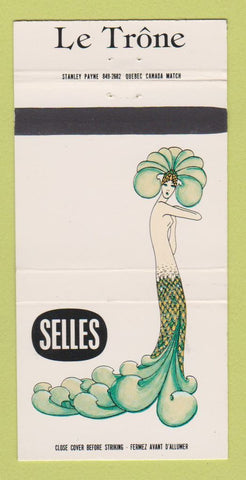 Matchbook Cover - Le Trone Selles girlie Quebec QC Ste Foy 30 Strike