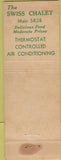 Matchbook Cover - Swiss Chalet Restaurant Colorado Springs CO