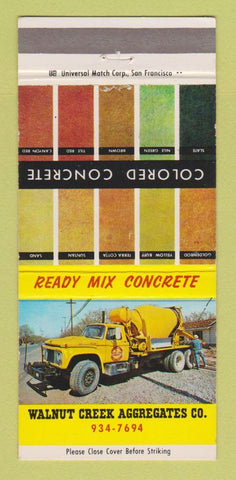 Matchbook Cover - Walnut Creek Aggregates Concrete CA 30 Strike