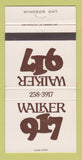 Matchbook Cover - Walker 917 Windsor ON 30 Strike