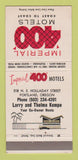 Matchbook Cover - Imperial 400 Motels Portland OR 30 Strike