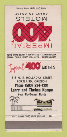 Matchbook Cover - Imperial 400 Motels Portland OR 30 Strike