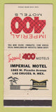 Matchbook Cover - Imperial 400 Motels Las Cruces NM 30 Strike