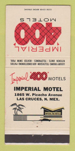 Matchbook Cover - Imperial 400 Motels Las Cruces NM 30 Strike