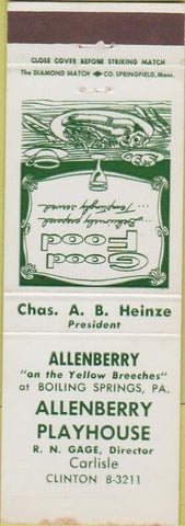 Matchbook Cover - Allenberry Playhouse Boiling Springs PA