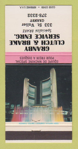 Matchbook Cover - Granby Clutch Brake QC 30 Strike