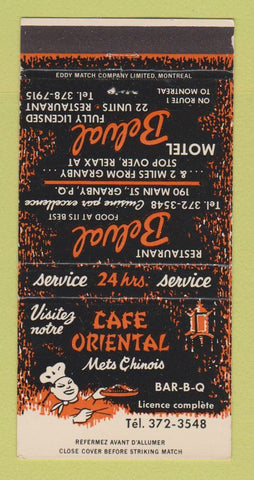 Matchbook Cover - Cafe Oriental Chinese Motel Granby QC WEAR 30 Strike