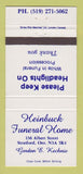 Matchbook Cover - Heinbuck Funeral Home Stratford ON 30 Strike