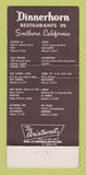 Matchbook Cover - Dinnerhorn Restaurant Covina La Habra Anaheim CA 30 Strike