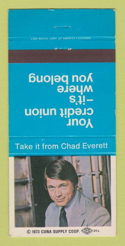 Matchbook Cover - Credit Unions Chad Everett Actor TV Movies 30 Strike