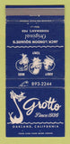 Matchbook Cover - Grotto Restaurant Oakland CA WEAR 30 Strike