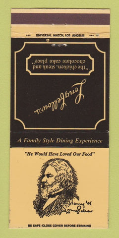 Matchbook Cover - Longfellow's Restaurant Anaheim Van Nuys CA 30 Strike