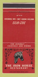 Matchbook Cover Iron Horse Restaurant San Francisco CA 30 Strike