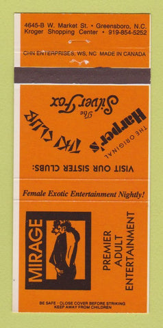 Matchbook Cover - Mirage Strip Club Greensboro NC ORANGE 30 Strike
