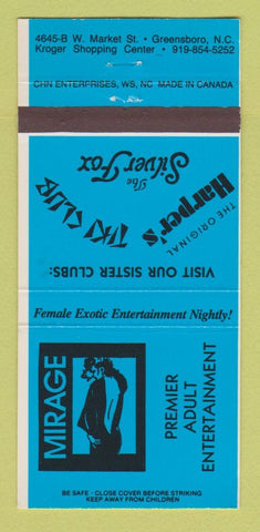 Matchbook Cover - Mirage Strip Club Greensboro NC BLUE 30 Strike