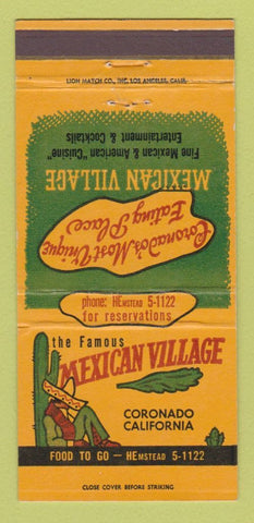 Matchbook Cover - Mexican Village Coronado CA 30 Strike