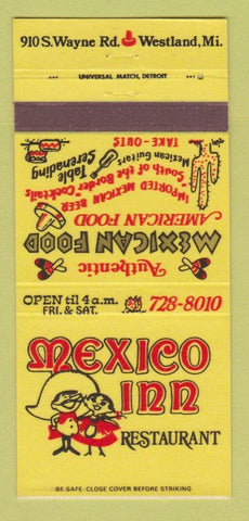 Matchbook Cover - Mexican Inn Restaurant Westland MI 30 Strike