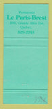 Matchbook Cover - Le Paris Brest Restaurant Quebec QC girlie 30 Strike