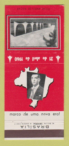 Matchbook Cover - Juscelino Kubitschek President of Brazil 1960 30 Strike