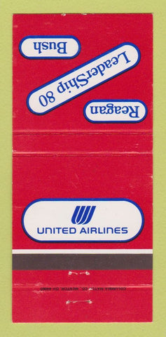 Matchbook Cover - United Airlines Ronald Reagan George Bush 1980 30 Strike