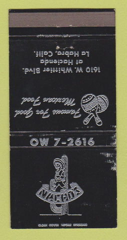 Matchbook Cover - Nacho's Mexican Restaurant La Habra CA WEAR 30 Strike