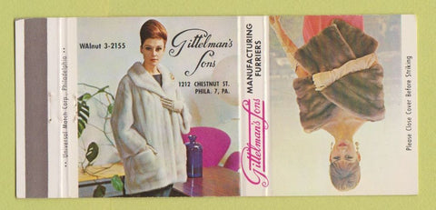 Matchbook Cover - Gittelman's Sons Furs Philadelphia PA girlie 30 Strike