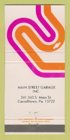 Matchbook Cover - Main Street Grage Carrolltown PA 30 Strike