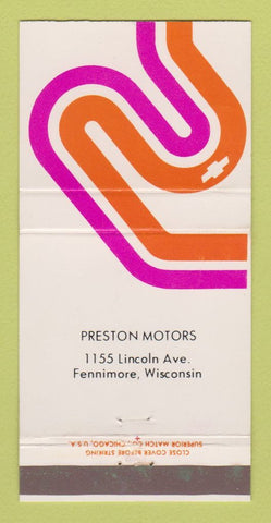 Matchbook Cover - Preston Motors Fennimore WI 30 Strike