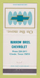 Matchbook Cover - Burrow Bros Claude TX 30 Strike