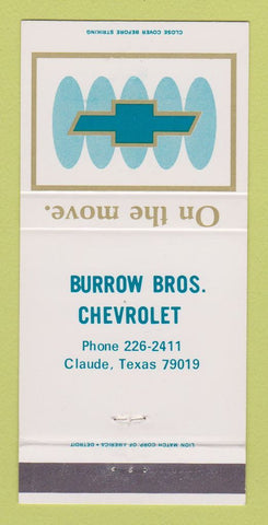 Matchbook Cover - Burrow Bros Claude TX 30 Strike