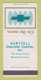 Matchbook Cover - Hartzell Cadillac Bloomsburg PA 30 Strike