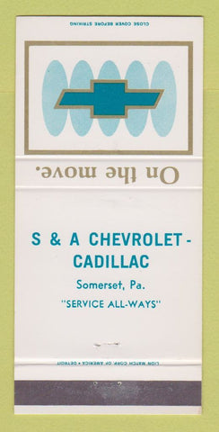 Matchbook Cover - S&A Cadillac Somerset PA 30 Strike