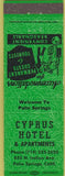 Matchbook Cover - Cyprus Hotel Palm Springs CA green