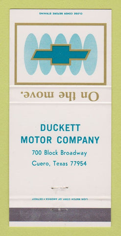 Matchbook Cover - Duckett Motors Cuero TX 30 Strike