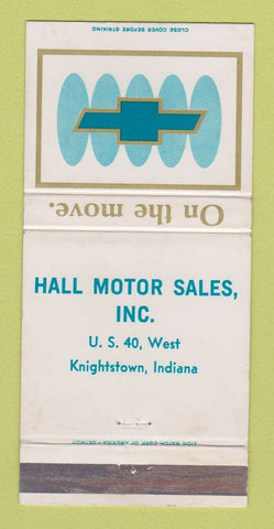 Matchbook Cover - Hall Motors Knightstown IN 30 Strike