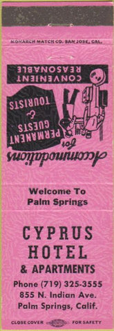Matchbook Cover - Cyprus Apartments Palm Springs CA pink