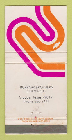 Matchbook Cover - Burrow Bros Claude TX WEAR 30 Strike