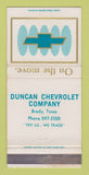 Matchbook Cover - Duncan Brady TX 30 Strike