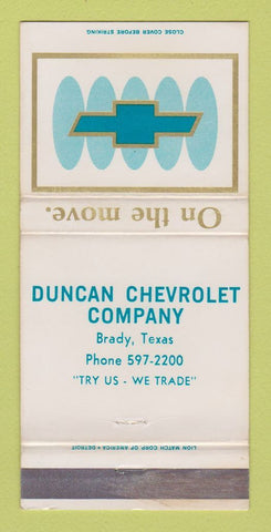 Matchbook Cover - Duncan Brady TX 30 Strike