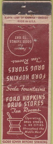 Matchbook Cover - Ford Hopkins Drug Store Tea Rooms WEAR