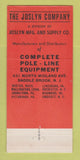 Matchbook Cover - Joslyn Lineman's Equipment Saddle Brook NJ 30 Strike