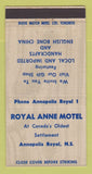 Matchbook Cover - Royal Anne Motel Annapolis Royal NS WEAR 30 Strike