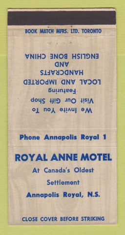 Matchbook Cover - Royal Anne Motel Annapolis Royal NS WEAR 30 Strike