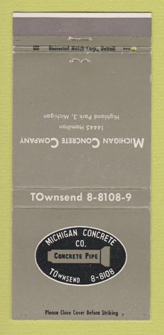 Matchbook Cover - Michigan Concrete Company Highland Park MI WEAR 30 Strike