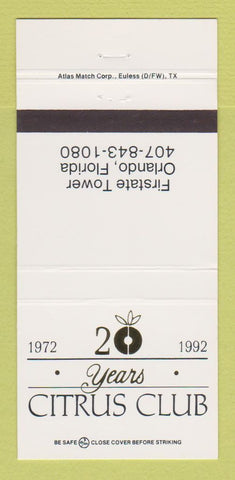 Matchbook Cover - Citrus Club Orlando FL 1992 30 Strike