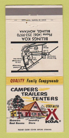 Matchbook Cover - KOA Camping Billings MT 30 Strike
