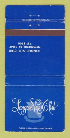 Matchbook Cover - Longue Vue Club Pittsburgh PA #1 BLUE WORN 30 Strike